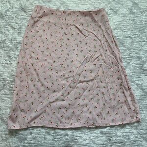 Brandy Melville Pink Floral A-Line Skirt